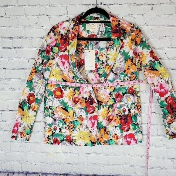 BRIGHT Floral 100% Cotton Lightweight Blazer in Size Small from Anthropo… - Picture 4 of 9